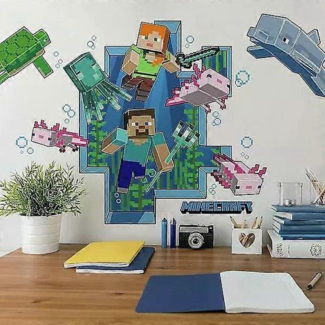 Compatibilité avec (Lot de 1) Sticker mural Creeper Inside 7930cm, Minecraft Running Away-X47 (1/2)