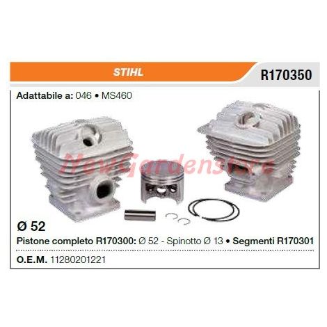 Cilindro pistone segmenti compatibile STIHL motosega 046 MS460 R170350
