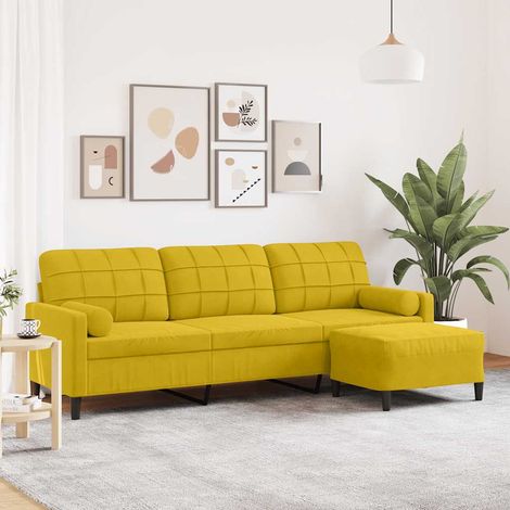 Sofa 3-Sitzer mit Hocker Gelb 210 cm Samt (1/5)