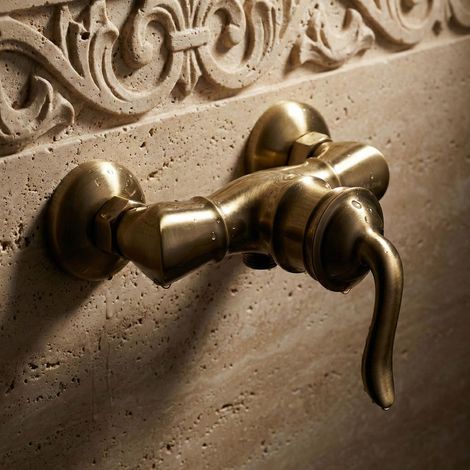 Robinet de douche PaulGurkes en bronze, mélangeur en laiton antique, rétro, nostalgie