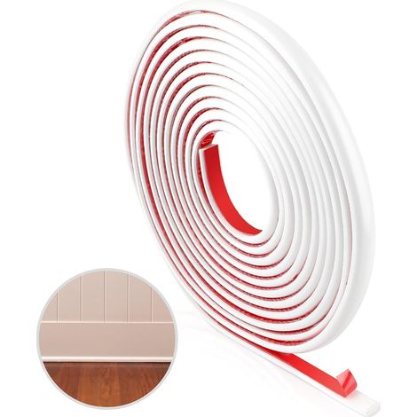 Moulure Adhésive Flexible Blanc 5m, Bordure de Finition Auto-adhésive en PVC, Garniture Murale Autocollante pour Décoration, Bordure de Miroir Mur Porte Plafond (1/5)