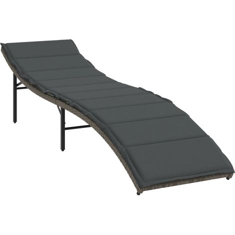Maison Exclusive - Lettino Prendisole con Cuscino Grigio 55x199x50cm in Polyrattan