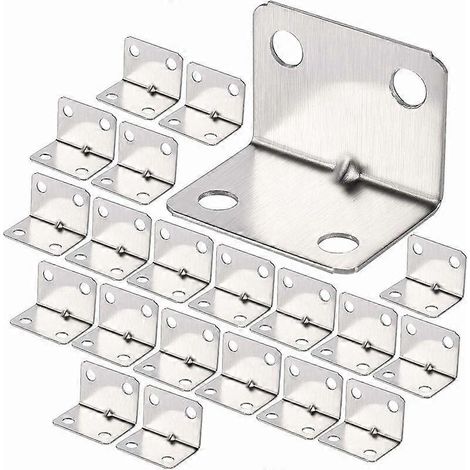 100 équerres d'angle en acier inoxydable, équerre robuste à 90 degrés, équerre à angle droit, petite équerre de fixation pour bois, équerre de renfort pour (1/5)