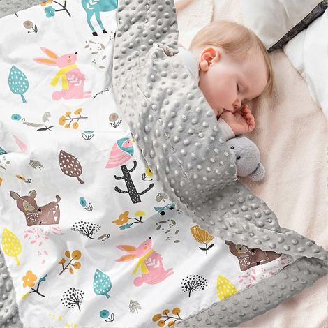 Couverture bébé en coton biologique, polaire 70x105cm, couverture bébé portable double face (1/5)