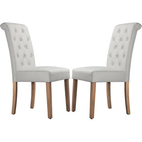 Homevive Juego de 2 Piezas Sillas de Comedor Cocina Tela Estructura Madera Silla para Bar Restaurante Sillón Salón Beige (1/5)