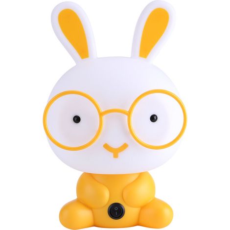 Lampe de chevet veilleuse en forme de lapin-chat mignon jaune, pour table, bureau, chambre à coucher, décoration intérieure et cadeau (1/2)
