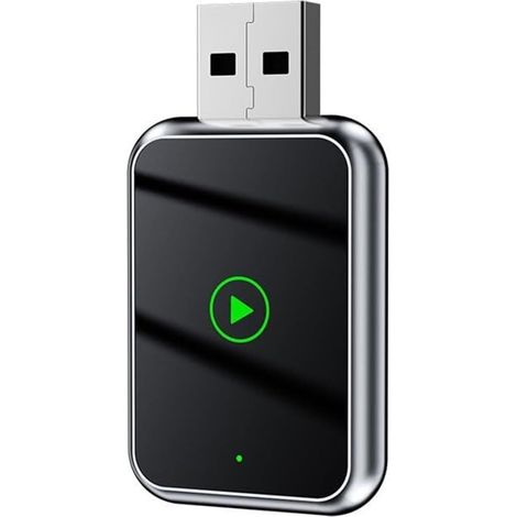 La caja de conectividad para el automóvil es inalámbrica y compatible con adaptadores CarPlay, convirtiendo las interfaces cableadas en interfaces inalámbricas (color plata). (1/4)