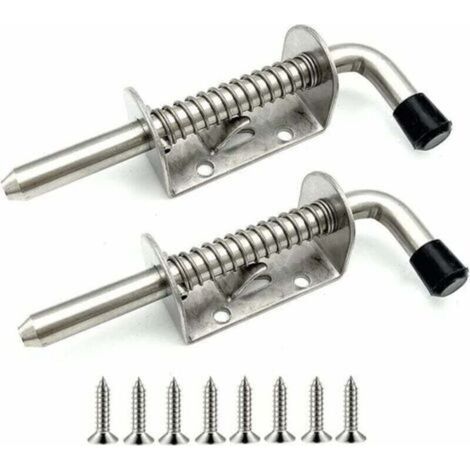 Lot de 2 verrous à ressort en acier inoxydable pour porte de garage, abri de jardin, cour, poulailler (128 mm)-