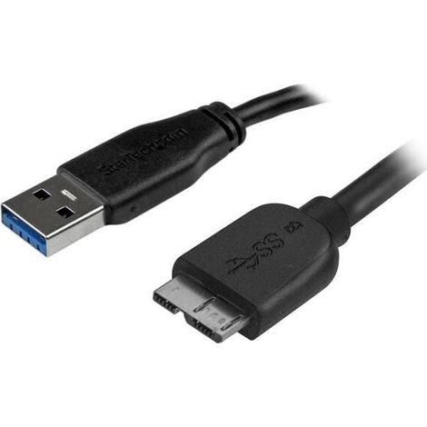 StarTech.com Câble SuperSpeed USB 3.0 slim A vers Micro B de 2 m - Mâle / Mâle - Noir - 2 m - USB A - Micro-USB B - 3.2 Gen 1 (3.1 Gen 1) - Male connector / Male connector