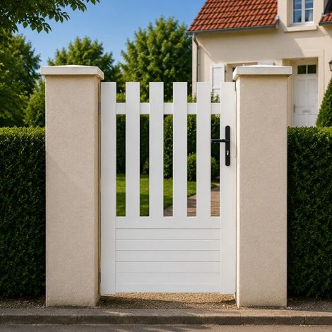 Portillon battant manuel PVC blanc ALENÇON DROIT L 100 x H 145 cm - poignée à droite (1/5)