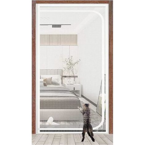 Zippered Mosquito Screen Door for Cats, 95 x 210 cm (Color: White, Size: 100x210 cm)