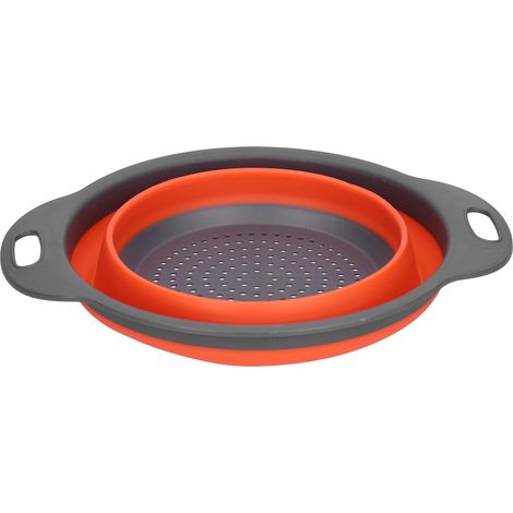 Silikon-Abtropfkorb, rund, faltbar, Obst- und Gemüsewaschkorb mit Griff für die Küche, klein, orange (1/5)