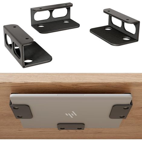 Support sous Bureau/Montage Mural Acier Renforcé de 2mm Support Métallique Multifonctionnel pour Ordinateur Portable/Tablette/Clavier/Routeur, pour Appareils Épaisseur  3,6cm