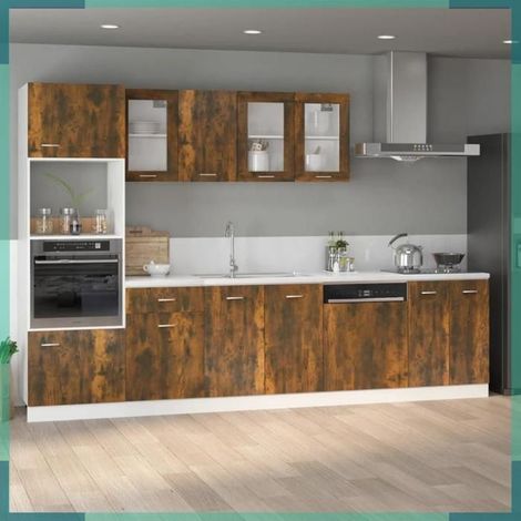 815594 Vitrine suspendue 'Lyon' Chêne fumé 80 x 31 x 60 cm Bois d'ingénierie (1/5)