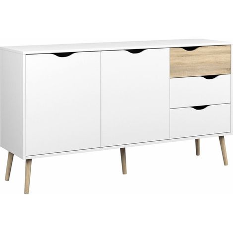 MOBILE CREDENZA CUCINA SOGGIORNO OSLO CM.147X39X82 BIANCO OPACO ROVERE (1/4)