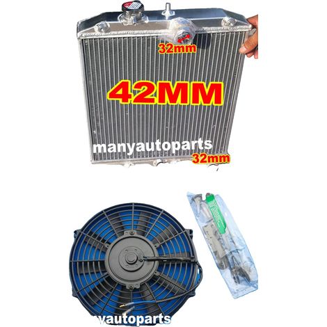 Radiador de aluminio para Honda Civic, incluye ventilador y kits de montaje, mayor eficiencia de refrigeración, compatible con varios modelos. (1/4)
