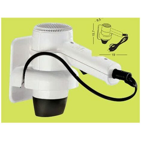 porta phon da parete supporto per asciugacapelli bianco prodotto Gedy (1/2)