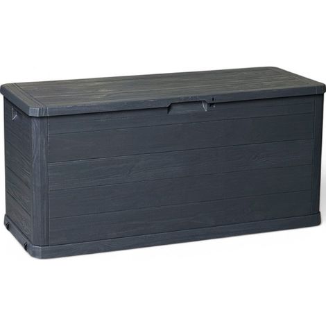 Baule contenitore da esterno in resina antracite effetto legno 280 lt (1/4)
