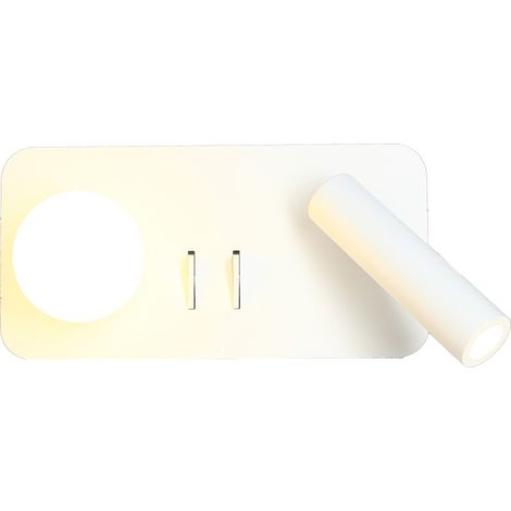 Applique tête de lit rectangle + liseuse MAKI - 3W - 210lm - 2700K - Blanc Gauche (1/4)