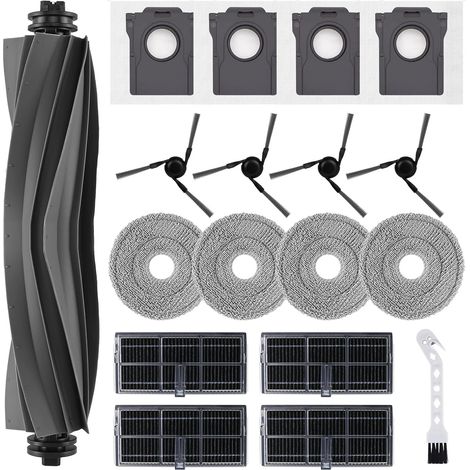 Zubehör Ersatz für Mova E40 Ultra Saugroboter, 1 Hauptbürste, 4 HEPA Filter, 4 Seitenbürsten, 4 Wischtücher, 4 Staubbeutel, Reinigungsbürste