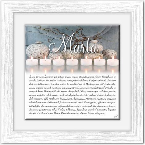 Lupia - Quadro mattonella Ceramica Modern White 29x29 cm con significato del nome Marta (1/4)