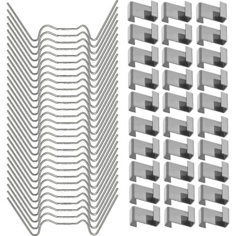 Clips de fixation pour verre de serre, pièces de rechange en fil d'acier inoxydable 304 argenté à ressort (100 pièces) (1/2)