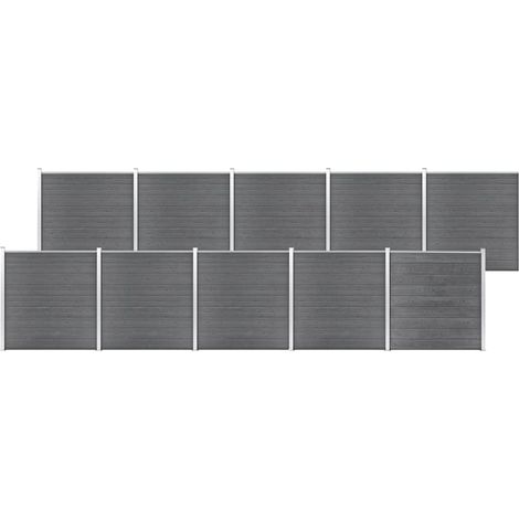 Clôture de jardin Brise vue Panneau de clôture WPC 1737x186 cm Gris 18948 (1/5)