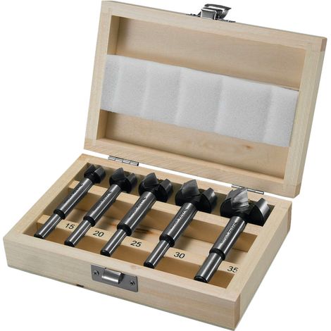 Makita – Coffret de 5 forets Forstner 15/20/25/30/35 mm – Pour bois dur – Boîte de rangement incluse