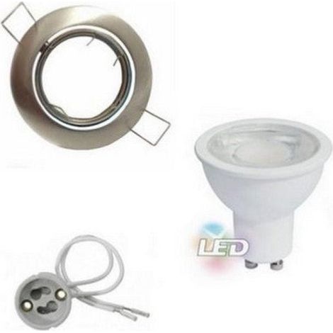 Kit Spot LED GU10 Encastrable Orientable 8W Rond Inox - Blanc Neutre 4000K - 5500K - SILAMP (1/4)