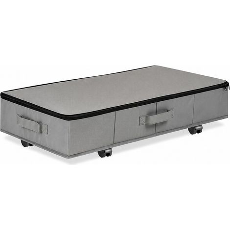 Boîte de rangement à roulettes pour sous le lit, pliable et anti-poussière, grise, taille moyenne (60 x 40 x 16 cm), 55 L (1 pièce) (1/5)