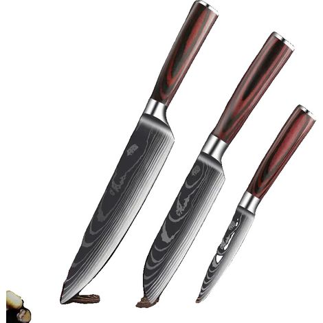 Juego de cuchillos de cocina, acero inoxidable de alto contenido en carbono, mango ergonómico, AEF (1/2)