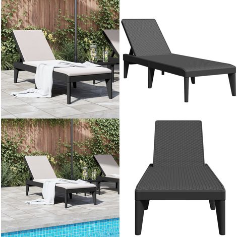 Chaise longue anthracite 186x60x29 cm PP - Chaises Longues - Transats - Salon De Jardin - Mobilier De Jardin - Chaises Extérieures - Home & Living (1/5)