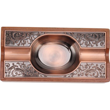 Cendrier à cigares lumineux de luxe vintage portable en bois massif et métal, décoration pour terrasse ou maison, couleur bronze rouge