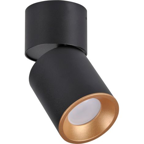 Spot plafond orientable GU10 noir/or Polux Nixa 314277 (1/3)