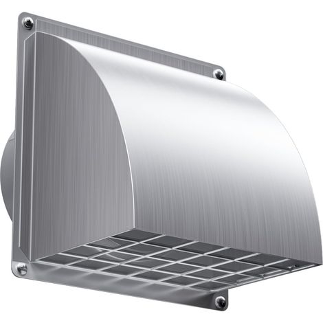 Grille Aération 100mm Inox – Sortie Murale avec Clapet Anti-Retour, Grille Ventilation Extérieure Anti-Pluie pour Hotte, Sèche-linge, Salle de Bain, Ø10 cm, Argenté (1/5)