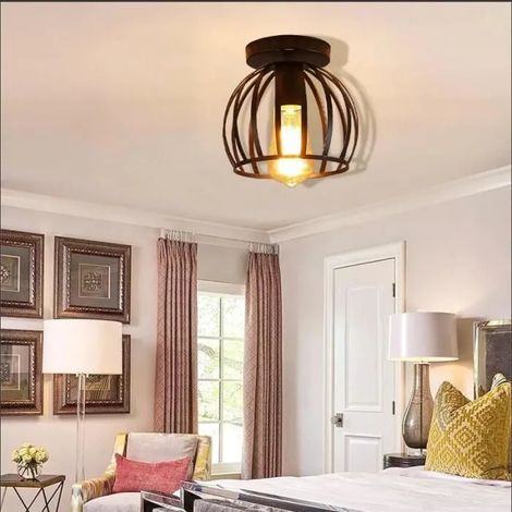 kawoo Plafonnier Retro,Lustre Plafonnier Industrielle Vintage Abat-jour en Fer Style Edison pour Salon Chambre (1/4)