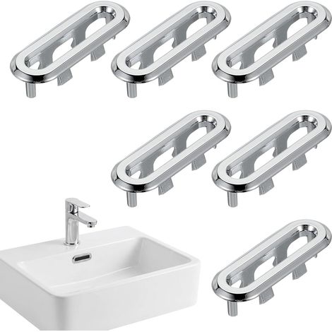6 Pcs Trop Plein Lavabo, Anneau de Bain, Bouchon Trop Plein Lavabo, Anneau de Débordement d'Évier, Bouchon Salle de Bain Baignoire, Couvercle de Trop-Plein Évier, pour Cuisine (1/5)