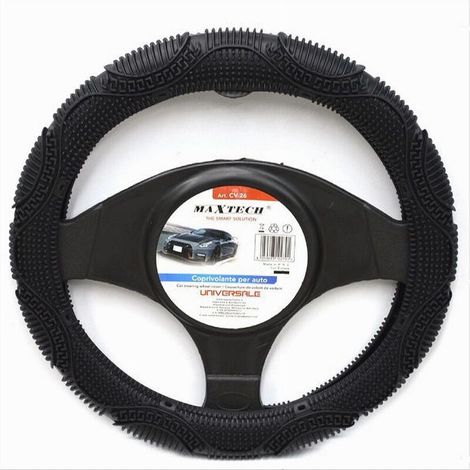 Coprivolante Universale Auto Copertura Fodera Sterzo 38cm Antiscivolo Nero Cv-26