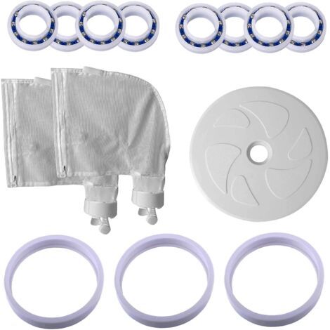 royaluxe-Sacs de rechange pour robot nettoyeur piscine – Lot de 2 sacs K13 K16 – 3 pneus adaptables C10 – 8 roulements à billes C60 – 1 grande roue C6 (1/5)