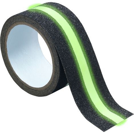Maximex Anti-Rutsch-Leuchtband 2in1 3m, zuschneidbar, Schwarz, Kunststoff schwarz, Kunststoff (PET) grün