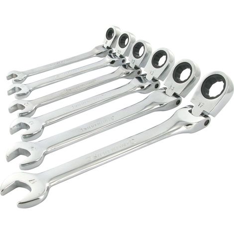 Cles mixtes a cliquet,articulees inclinables, 6 cles de 8 à 17 (1/3)