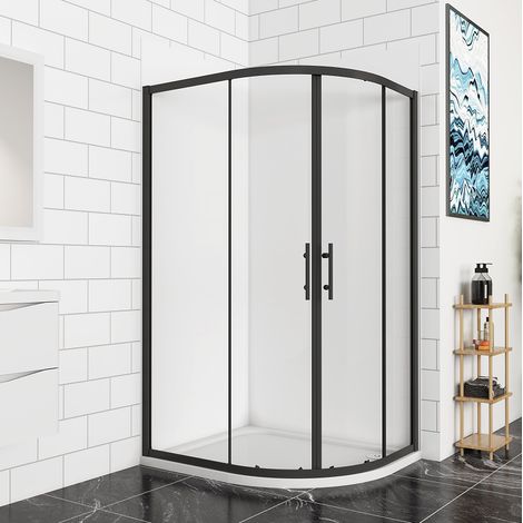 1000x800x1850mm Matt Black Bathroom Quadrant Shower Enclosure Shower Screen Door Safety Glass