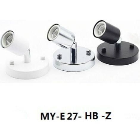 En stock : Douille de lampe universelle réglable en céramique E27 à fond plat pour montage en surface, résistante aux hautes températures (CE). (1/5)