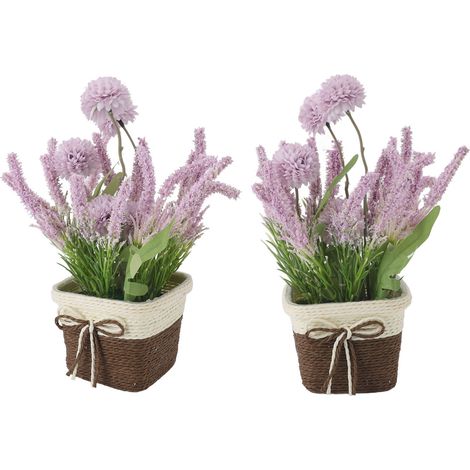Plantes artificielles en pot, créatives et réalistes, en plastique, fausses plantes en pot pour la maison, le restaurant ou le bureau, hortensias, lavande (1/5)