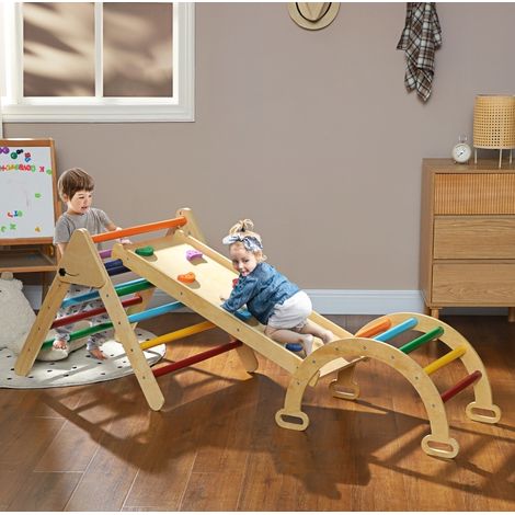 Portique d'escalade enfant 5-en-1 en bois multicolore, 18-48 mois, 50 kg HAVRYA (1/3)