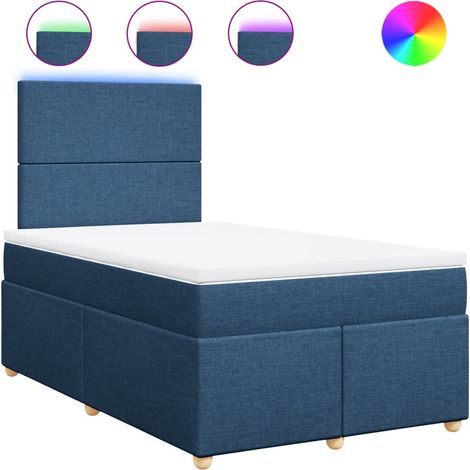 Maison Exclusive - Sommier à lattes de lit avec matelas bleu 120x190 cm tissu (1/5)