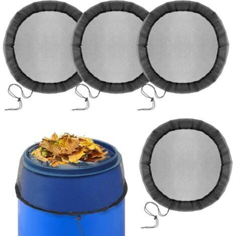 4 Pcs Filet pour Citerne De Pluie, Filet Recuperateur Eau, Filet De Protection Réglable pour Les Feuilles Et Les Petits Animaux, Housse pour Tonneau De Pluie Ronde (80cm) (1/5)