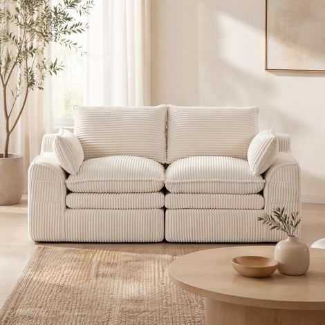 Divano 2 posti con tasche laterali in velluto a coste OKMYHOME (1/5)