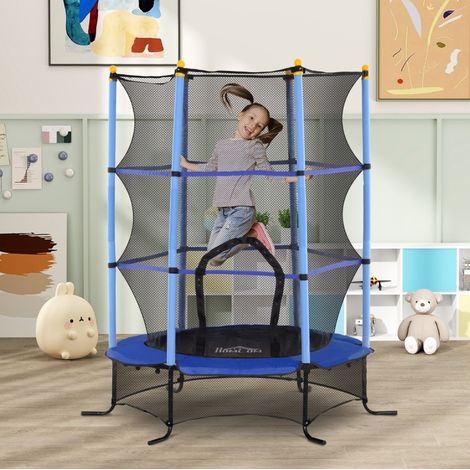 Kindertrampolin Ø163 cm mit Sicherheitsnetz, für drinnen/draußen, 50 kg, blau HAVRYA (1/3)
