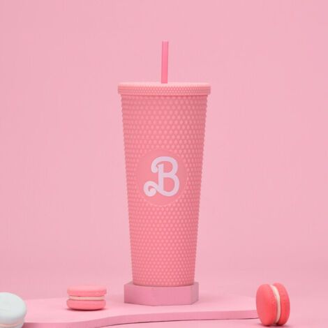 Pair Gobelet clouté rose, tasse rose, bouteille d'eau pour filles de 710 ml avec paille, The Movie Merch, tasse de voyage pour femmes et hommes, compatible avec les porte-gobelets, pour la maison, le (1/4)